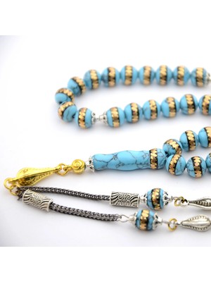 LTG Nova Turkuaz (Firuze) Pirinç Sarma Işlemeli Tespih