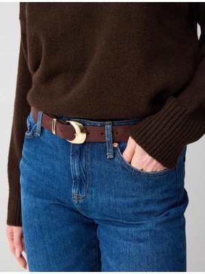 Jimmy Key Kahverengi Süet Görünümlü Metal Tokalı Kemer