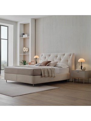 Enza Home Cante Başlıklı Baza 2'li Set - Krem