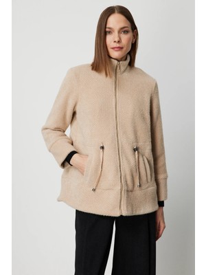 On Fashion Beli Bağcıklı Dik Yaka Mont