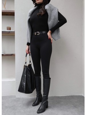 Esra Helvacı Kemerli Tayt Pantolon