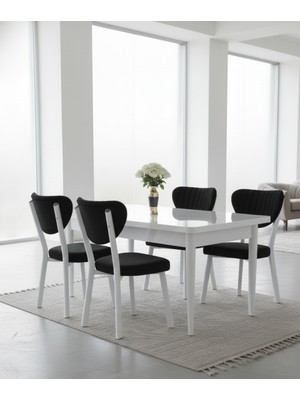 JoyMassa 70X110 Sabit Masa / 4 Adet Elma Sandalye Takımı