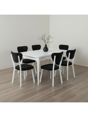 JoyMassa 80X130 Açılabilir Kelebek Masa / 6 Adet Elma Sandalye Takımı