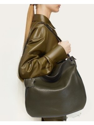 Atelier Terra Marea Espırıon Haki | Hakiki Deri Kadın Tote ve Ince Askılı Omuz Çantası