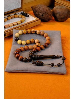 Dergah Tesbih Atölyesi Küre Model Doğal Karma Ağaç Tesbih