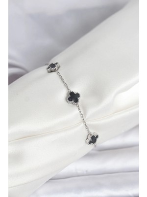 LTG Nova Bfs 316L Çelik Gümüş Renk Siyah Baby Boy Yonca Bileklik