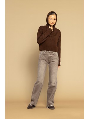 Nisan Triko Kapüşonlu Triko Kazak