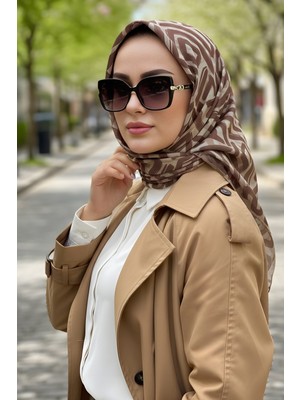 İmaj Butik Kahve/vizon Soft Dijital Pamuklu Eşarp