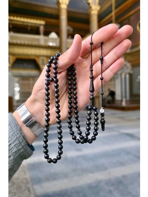 Dergah Tesbih Atölyesi Yusuf Cevher Usta El Işçiliği Koleksiyonluk black Wood 99'luk Namaz Zikir Tesbihi