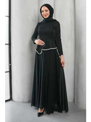İmaj Butik Siyah Taş Detaylı Tasarım Abiye