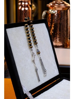 Dergah Tesbih Atölyesi Prinç Sarmalı Gümüş Püskül Zaza Oltu Taşı Tesbih