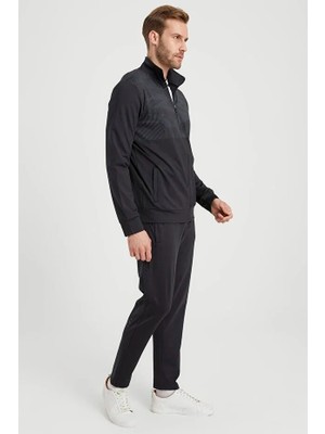 Dynamo Erkek Siyah Önü Baskı Detaylı Dalgıç Kumaş Eşofman Takımı AS-309