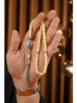 Dergah Tesbih Atölyesi Gümüş Tasarım Kapsül Model Orjinal Damla Kehribar Tesbih (Amber),(رمز الحصان)