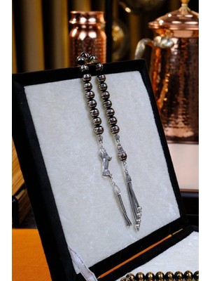 Dergah Tesbih Atölyesi Prinç Sarmalı Gümüş At Figürlü Tasarım Zaza Oltu Taşı Tesbih