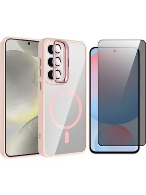 Vendas Samsung Galaxy S25 Fe Kılıf Standlı ve Kamera Lens Hediyeli M-Safe Şarj Özellikli Zore Etro Kapak + Hayalet Ekran Koruyucu