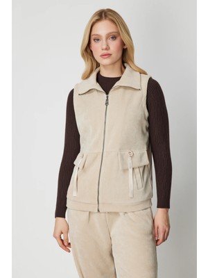 On Fashion On Dik Yaka Fermuarlı Yelek