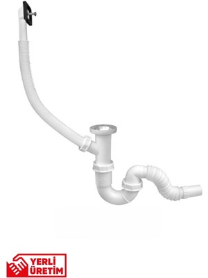 Gama S Evye Sifonu Taşmalı Körüklü Derin Dik Taşma Mutfak Gideri