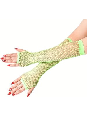 Pazarcan Retro Neon Yeşil File Parmaksız Eldiven 26 cm