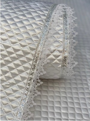 Evsay Dolap Içi Beyaz Kapitone Güpürlü Gümüş Su Taşlı Raf Örtüsü En 50 Santim Boy 2 Metre