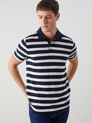 Lc Waikiki Yeni Sezon Polo Yaka Kısa Kollu Çizgili Erkek Tişört