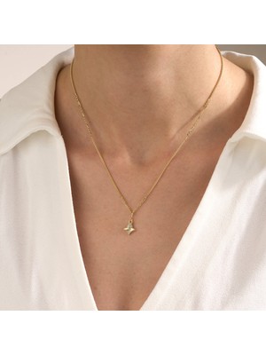 Gold Marley 14 Ayar Şık Yıldız Figürlü Günlük Kullanım Altın Kolye
