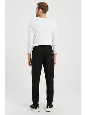 Dynamo Erkek Siyah Eşofman Altı Paça Düz Rahat Kalıp Fermuarlı Cepli AS-404