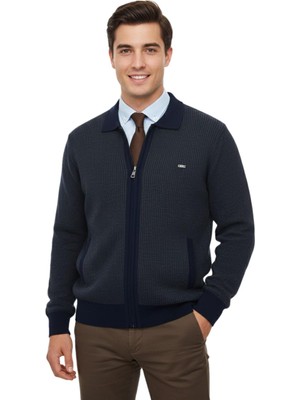 Çizgi Triko Erkek Polo Yaka Astarlı Triko Mont Fermuarlı 5208P BGL-ST05019