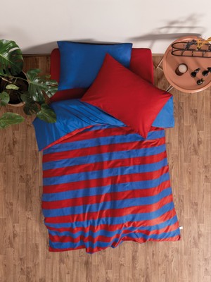 Cozy Home popping Colors Tek Kişilik Lastikli Çarşaflı Nevresim Takımı Blaze Kırmızı