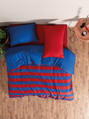 Cozy Home Popping Colors Çift Kişilik Lastikli Çarşaflı Nevresim Takımı Blaze Kırmızı 180X200