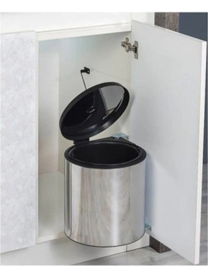 Royal Gross Dolap Içi Çöp Kovası Kapağa Monte 11 Litre Çöp Kovası Mutfak Tezgah Altı Çelik Otomatik Kapak 11 Lt