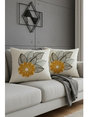 Homy Textiles Modern Tasarım Punch Işlemeli Dekoratif 2'li Kırlent Kılıfı
