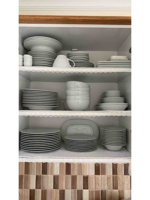 Evsay Dolap Içi Kapitone Güpürlü Raf Örtüsü Büküm Dikişli En 50CM Boy 10 M Kırık Beyaz