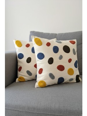 Homy Textiles Modern Tasarım Punch Işlemeli Dekoratif 2'li Kırlent Kılıfı - Çakıltaşı Desen