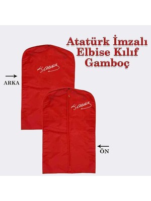 Asilmeydan Atatürk İmzalı - Kırmızı - Elbise Kılıf Gamboç - Gardrop Düzenleyici