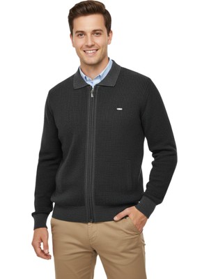 Çizgi Triko Erkek Polo Yaka Astarlı Triko Mont Fermuarlı 5208P BGL-ST05019