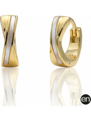 En Gümüş Sedefli Altın Kaplama Halka Küpe