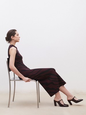 Lc Waikiki Yeni Sezon Dik Yaka Desenli Kadın Triko Elbise