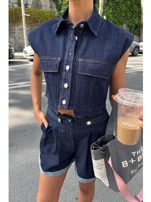 Lijuri Uzun Cep ve Double Paça Detaylı Denim Takım 10198 T1-B-K2