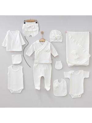 Kız Bebek Raporlu Kumaş Fistolu 10'lu Yenidoğan Hastane Çıkışı Seti Kutulu