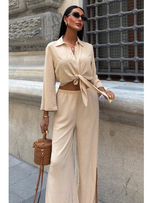 Lijuri Bağlamalı Gömlek ve Yırtmaç Pantolonlu Ayrobin Takım 10179 R8-J-K3