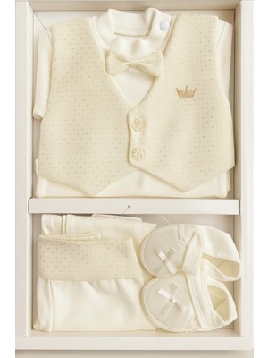 Erkek Bebek Hastane Çıkışı Mevlüt Takımı 4 Parça Kutulu Zıbın Set