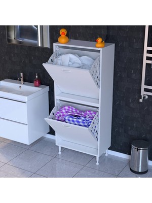 modilayn Ilkim 2 Katlı Sepetli Çok Amaçlı Banyo Dolabı
