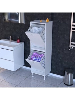 modilayn Ilkim 2 Katlı Sepetli Çok Amaçlı Banyo Dolabı