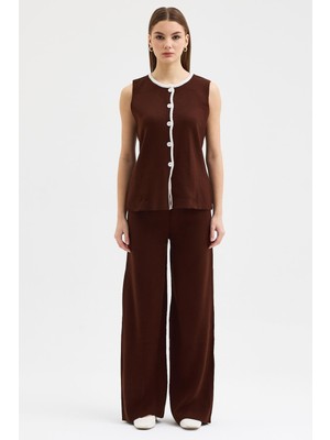 Lijuri Bisiklet Yaka Şerit Detaylı Rahat Triko Takım   10295