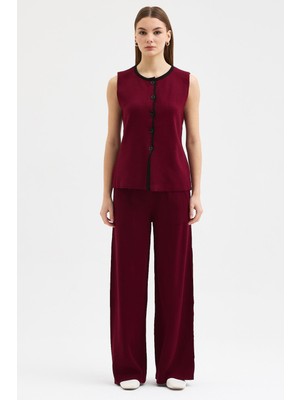 Lijuri Bisiklet Yaka Şerit Detaylı Rahat Triko Takım   10295