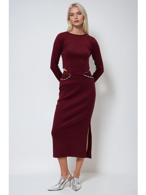 Lijuri Maje Sırt Zincir Detay Etek Bluz Takım 9884 R2-K-K3