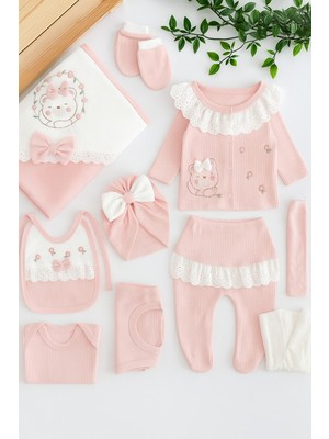 10 Parça Dantel Yakalı Kız Bebek Kutulu Hastane Çıkışı Bebek Doğum Hediyesi