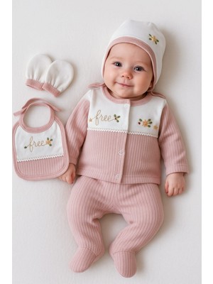 %100 Pamuk Kız Bebek Yeni Doğan 5’li Hastane Çıkış Seti Doğum Hediye Seti