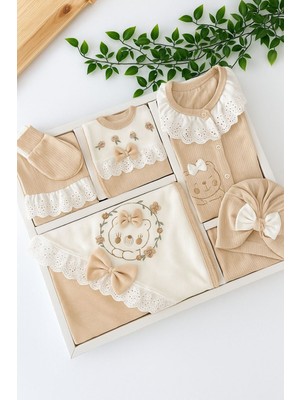 Minimia 10 Parça Yenidoğan Dantel Yakalı Kız Bebek Kutulu Hastane Çıkışı Takımı Bebek Doğum Hediyesi