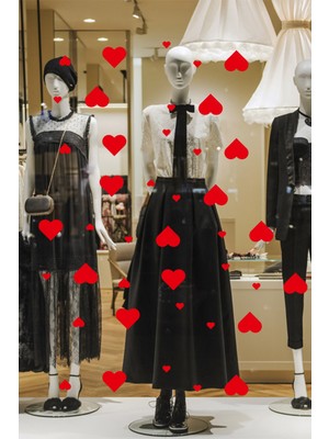 Mıgnatıs 50 Adet Kalp  Sevgililer Günü Için Vitrin Oda Süsleme Stickerı